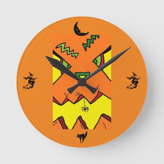 Halloween Jack-O-Lantern & Spider Clock Ronde Klok (Voorkant)