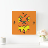 Halloween Jack-O-Lantern & Spider Clock Vierkante Klok (Huis)