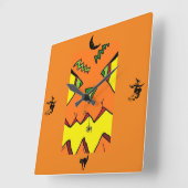 Halloween Jack-O-Lantern & Spider Clock Vierkante Klok (Hoek)