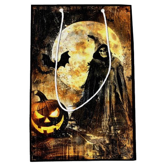 Halloween Jack O Lantern Spooky Seizoen Medium Cadeauzakje (Voorkant)