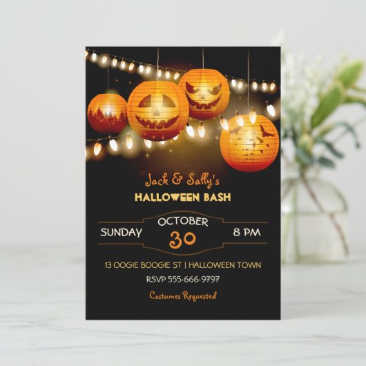 Halloween Jack O Lantern String Lights Kaart (Staand voorkant)