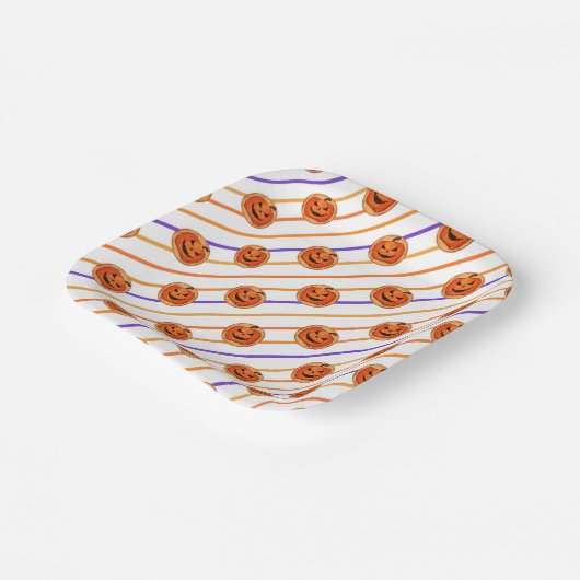 Halloween Jack-O-Lantern Stripe Papieren Bordje (Gebogen)