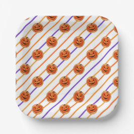 Halloween Jack-O-Lantern Stripe Papieren Bordje