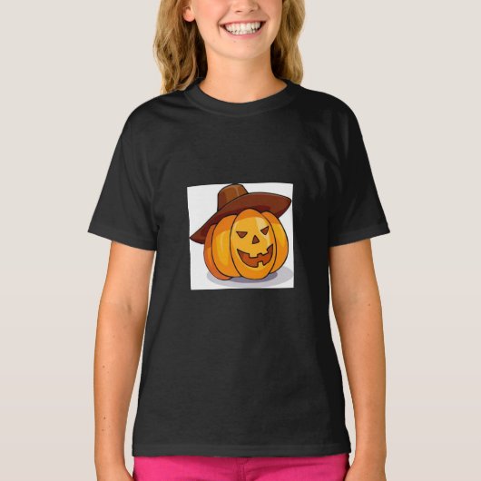 Halloween Jack-O-Lantern T-shirt voor meisjes (Voorkant)