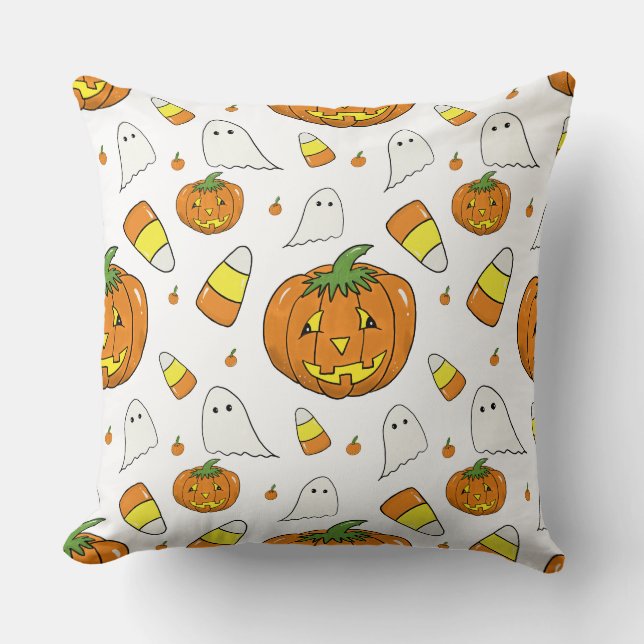 Halloween Jack-O'-Lantern Throw Pillow Kussen (Voorkant)