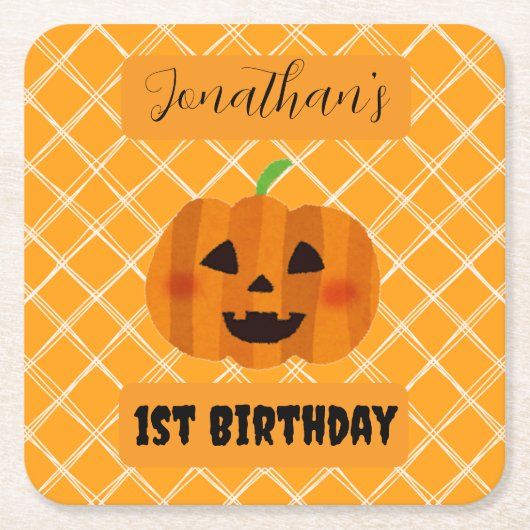 Halloween Jack-o'-Lantern Verjaardagsfeest Onderze Kartonnen Onderzetters (Voorkant)