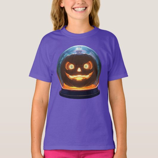 Halloween Jack-o-Lantern Wereldbol T-shirt (Voorkant)