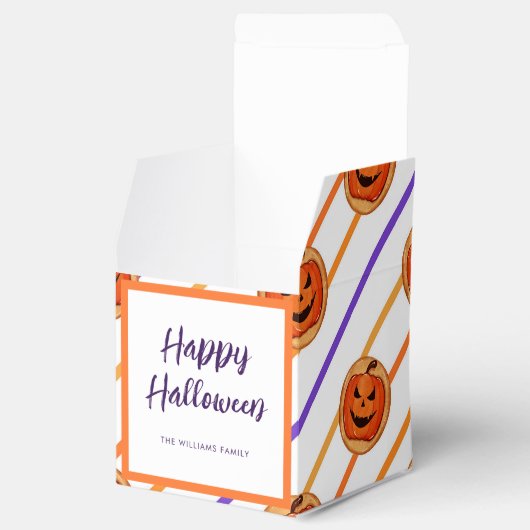 Halloween Jack-O-Lantern White Stripes Custom Bedankdoosjes (Geopend)