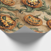  Halloween Jack-O-Lantern wijnpatroon Cadeaupapier (Hoek)