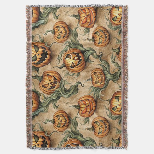  Halloween Jack-O-Lantern wijnpatroon Deken (Voorkant Verticaal)