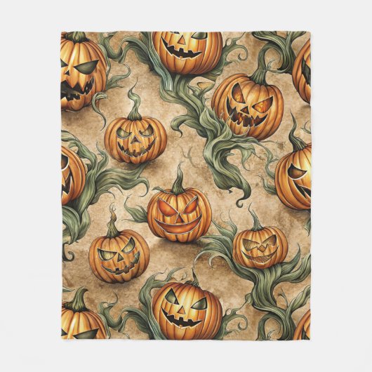 Halloween Jack-O-Lantern wijnpatroon Fleece Deken (Voorkant)