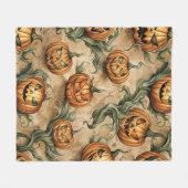  Halloween Jack-O-Lantern wijnpatroon Fleece Deken (Voorkant (Horizontaal))