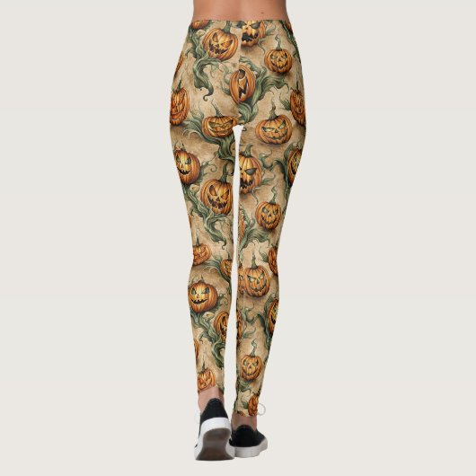  Halloween Jack-O-Lantern wijnpatroon Leggings (Achterkant)