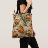 Halloween Jack-O-Lantern wijnpatroon Tote Bag (Dichtbij)