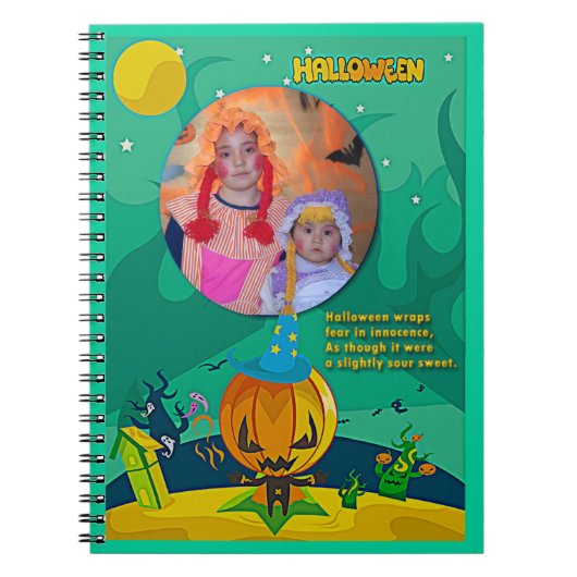 Halloween Jack o' Lantern Wizard Foto Notitieboek (Voorkant)