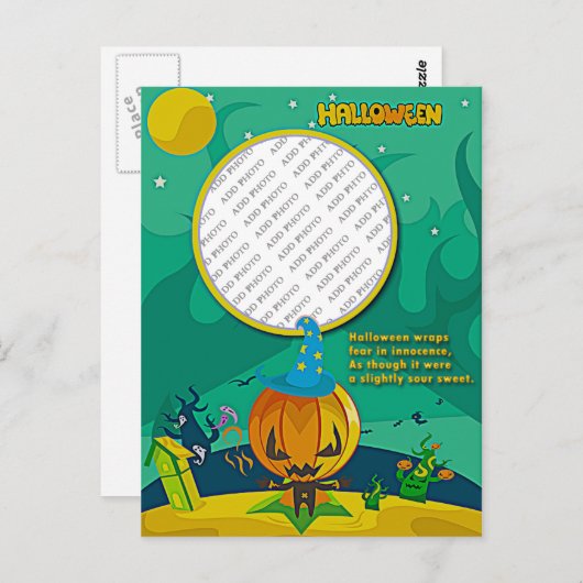 Halloween Jack o' Lantern Wizard Voeg het Lijst va Briefkaart (Voorkant / Achterkant)