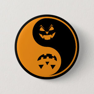 Halloween Jack o-lantern Yin Yang Ronde Button 5,7 Cm