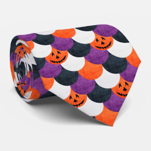 Halloween Jack-o'-Lantern Zeemeermin Schubben Patr Stropdas