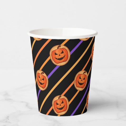 Halloween Jack-O-Lantern Zwart Papieren Bekers (Links)