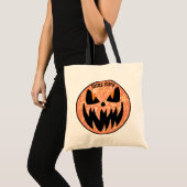 Halloween Jack o' Lantern Zwart Sinaasappel Tote Bag (Voorkant (product))