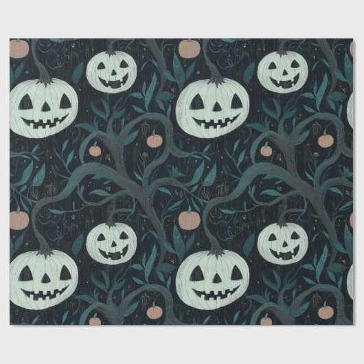 Halloween Jack-O'-Lanterns in het bos Cadeaupapier (Vlak)