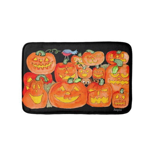 Halloween Jack-O-Lanterns met Dieren Badmat (Voorkant)