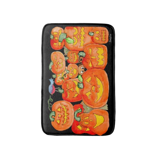 Halloween Jack-O-Lanterns with Animals Badmat (Voorkant Verticaal)