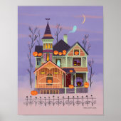 Halloween Jack-o'-lanttern House Art Print (Voorkant)