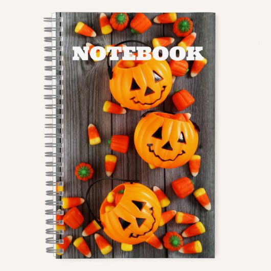 Halloween Jack o'lantaarn Candy Corn Notitieboek (Voorkant)