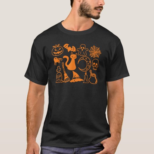 Halloween Jack O'Lantern, Bat Cat Ghost Moon Spide T-shirt (Voorkant)