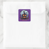 Halloween Jack O'Lantern en vleermuizen Vierkante Sticker (Tas)