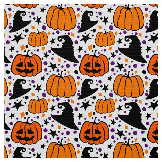 Halloween Jack O'Lantern en Witch Pet White Stof (Swatch)