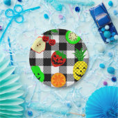 Halloween Jack O'Lantern Fruit Gingham Papieren Bordje (Feest)