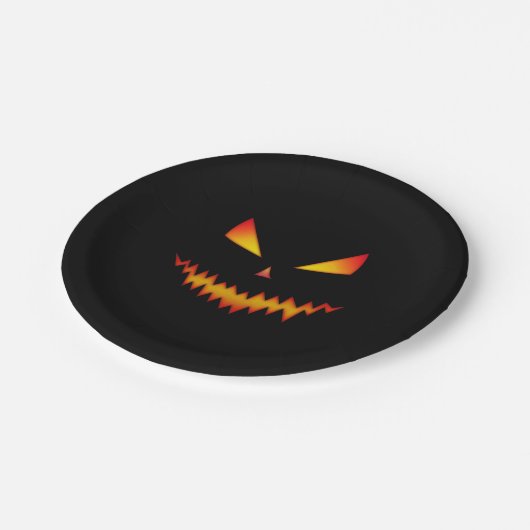 Halloween Jack O'Lantern gezicht cool eng kwaad Papieren Bordje (Gekanteld)