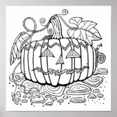Halloween Jack O'Lantern Kleurplaat Art Poster (Voorkant)