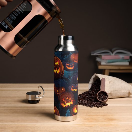 Halloween Jack o'Lantern Patroon Waterfles (Koffie)