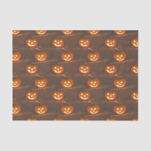 Halloween Jack O'Lantern pompoen levensecht Tissuepapier (Voorkant)