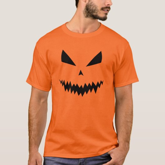 Halloween Jack O'Lantern pompoen zwart kwaad gezic T-shirt (Voorkant)