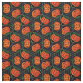 Halloween Jack o'lantern Spinnenweb Patroon Pompoe Stof (Swatch)