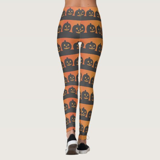 Halloween Jack O'Lanterns Gestreepte Leggings (Achterkant)