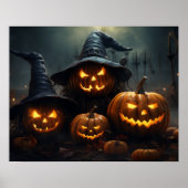 Halloween Jack O'Lanterns Haunted Graveyard Poster (Voorkant)