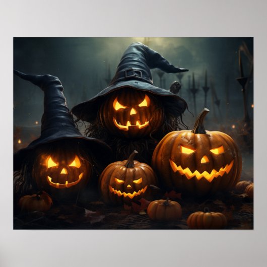 Halloween Jack O'Lanterns Haunted Graveyard Poster (Voorkant)