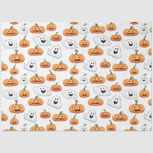 Halloween Jack op Lantaarn met Boo Pattern Tissuepapier (Voorkant)