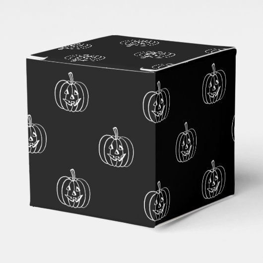 Halloween jack op lantaarn zwart wit traktaties bedankdoosjes (Voorkant Zijde)