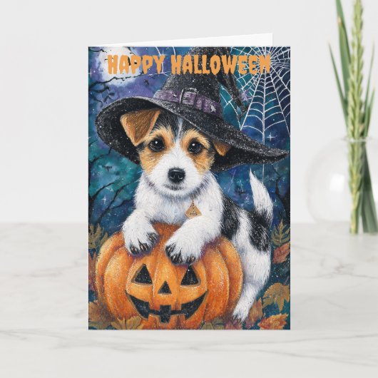 Halloween Jack Russell Dog Feestdagen Kaart (Voorkant)