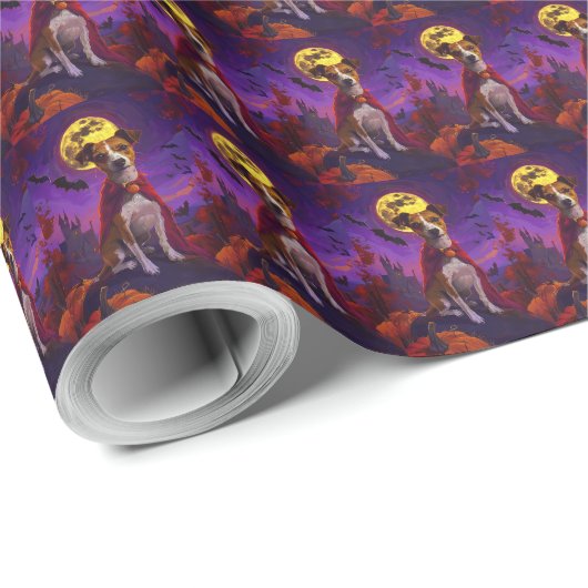 Halloween Jack Russell Vampire Pumpkins eng Cadeaupapier (Rol Hoek)