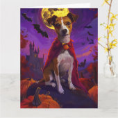 Halloween Jack Russell Vampire Pumpkins eng Kaart (Gele Bloem)