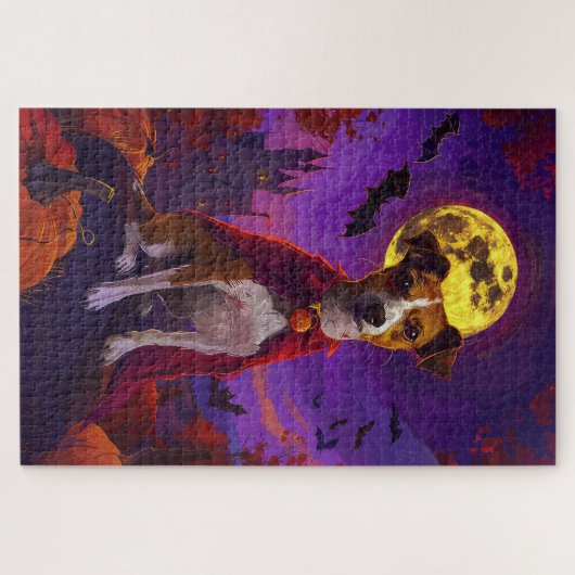 Halloween Jack Russell Vampire Pumpkins eng Legpuzzel (Horizontaal)