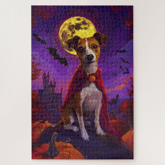 Halloween Jack Russell Vampire Pumpkins eng Legpuzzel (Verticaal)