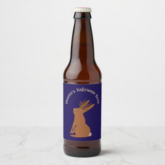 Halloween Jackalope Trick or treat Custom Bier Etiket (Voorkant)